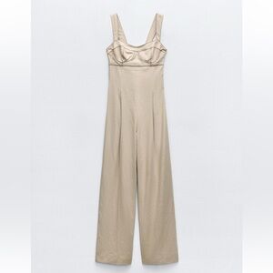 Zara Contrasting Top Stitch Corset Jumpsuit size medium